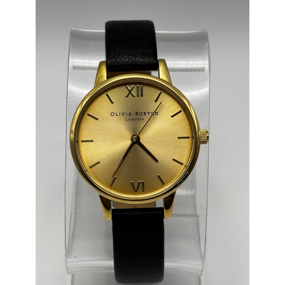 Olivia Burton gold 30mm black band women's watch, working